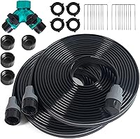 Apgooface 50FT Flat Soaker Hose (2x25FT) with Holes, Staples & Splitters - PVC Drip Irrigation for Lawn & Garden Beds