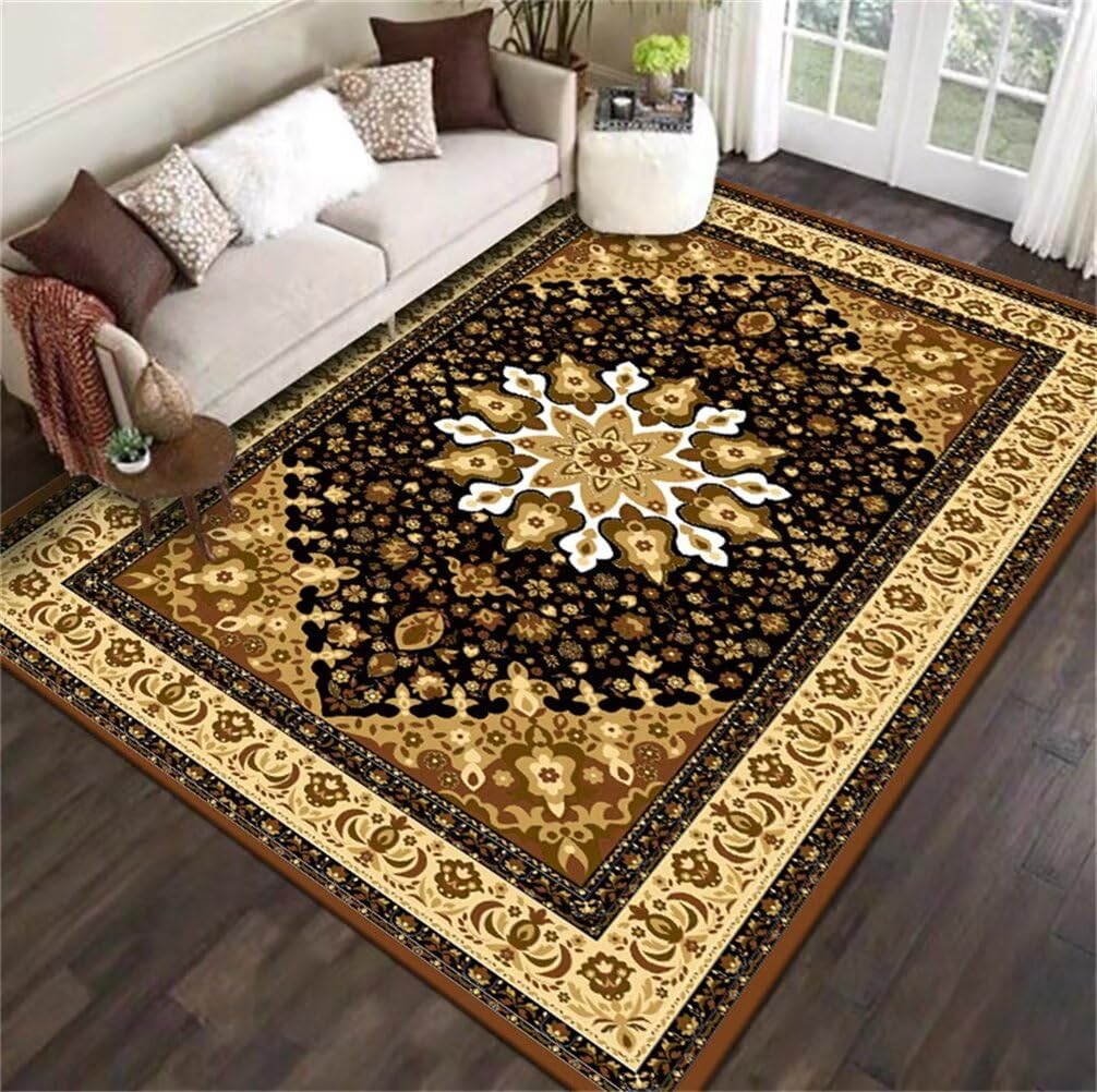 Tapis chambre gamer 200x260 cm style vintage floral pour un espace cosy