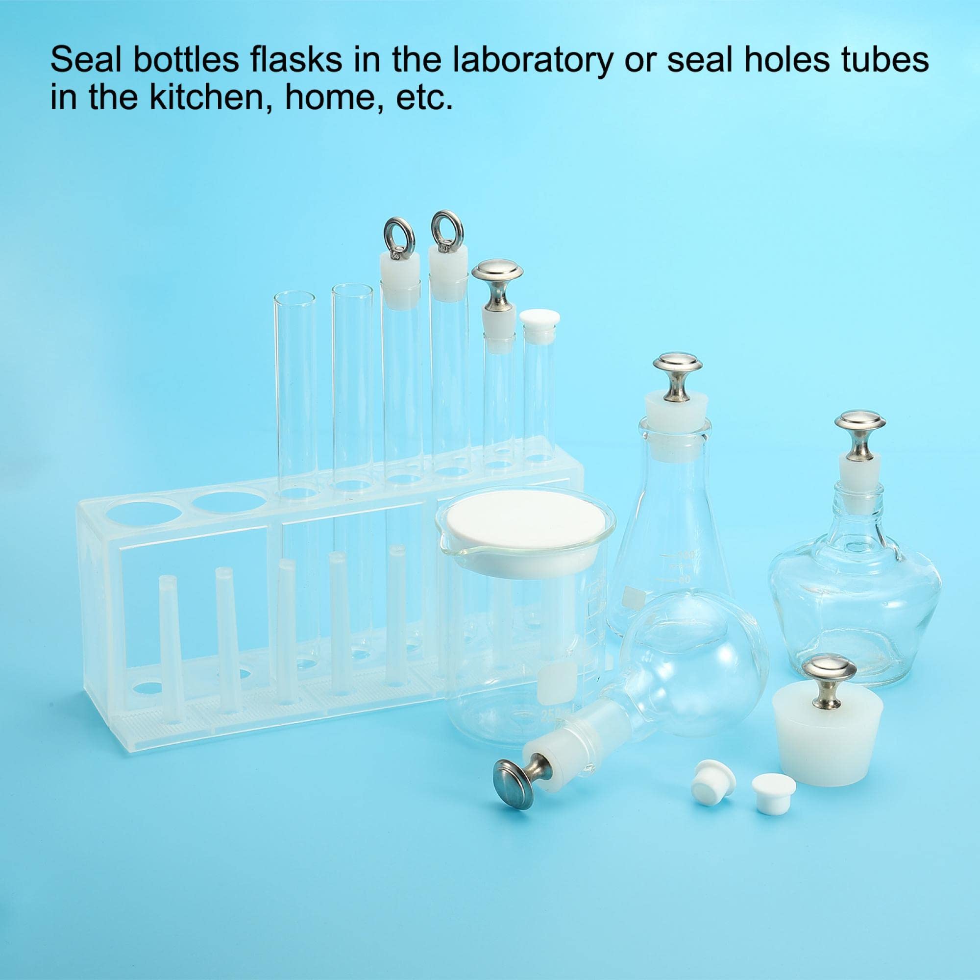 Lot De 26 Bouchons En Silicone Blanc - 10 Tailles Pour Diamètres Intérieurs De 8 à 28 Mm - Étanche, Pour Tubes, Bouteilles, Laboratoire