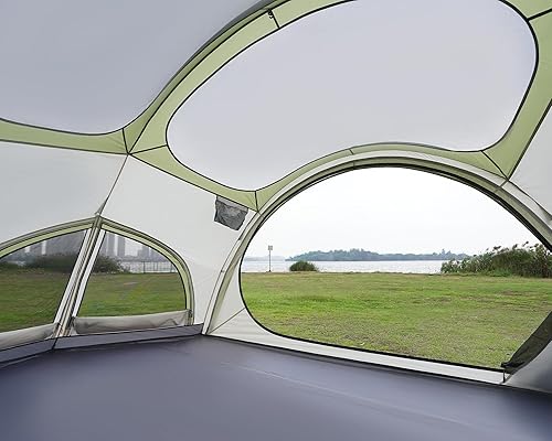 Miniatura 4 de Vidalido Tienda de campaña para 3 a 4 personas con 2 puertas, 2 grandes ventanas de malla familiar, tienda de campaña de glamping portátil