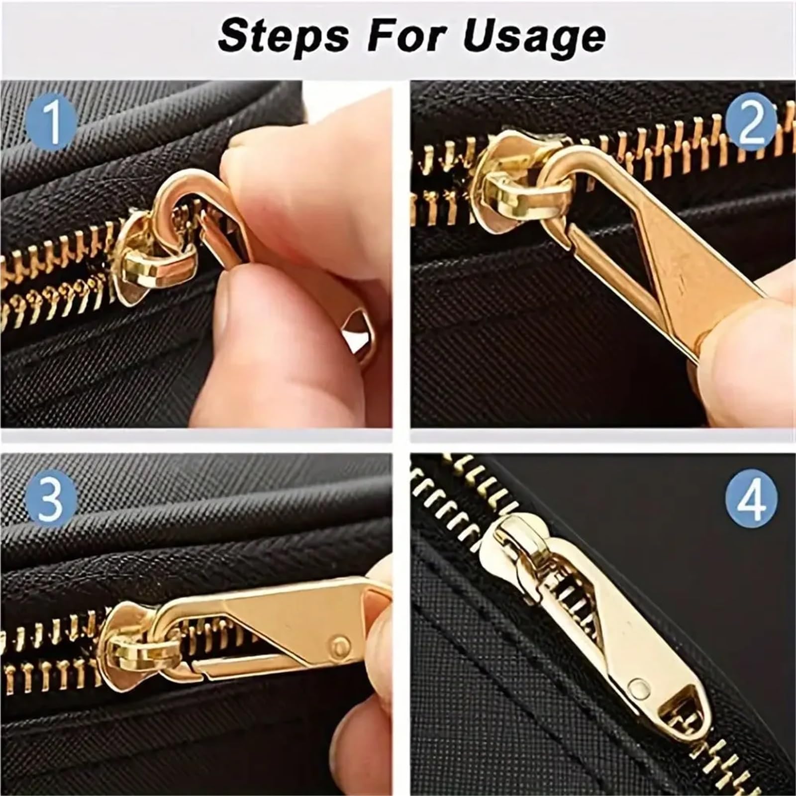 Tiradores de cremallera, 100 pestañas de repuesto desmontables con cremallera para equipaje, ropa, chaquetas, mochilas, botas, bolsos, abrigos (negro)
