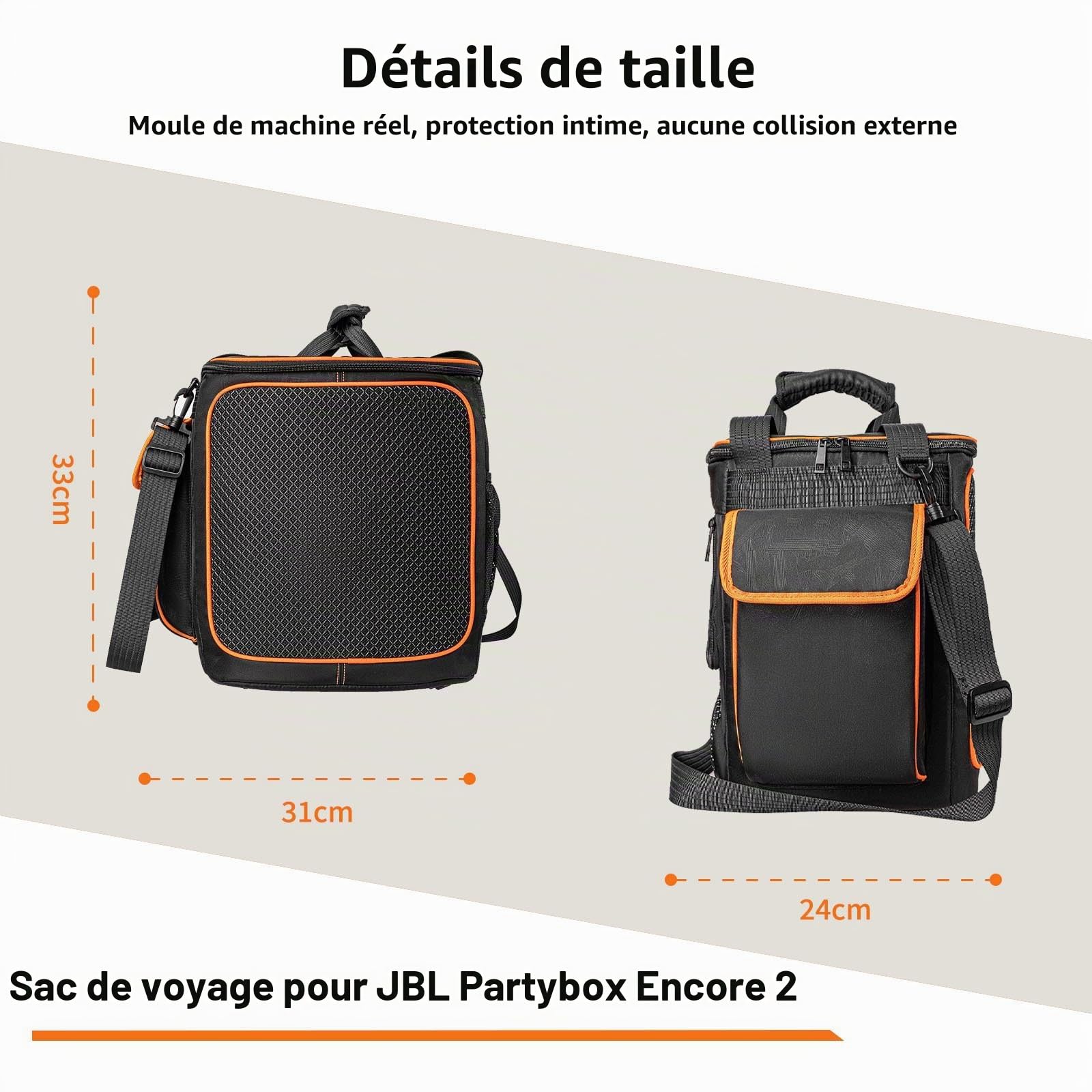Sac de voyage pour JBL Partybox Encore 2 – Étui de transport résistant aux chocs avec port de charge directe et maille ventilée pour haut-parleurs, fêtes en plein air/camping (convient pour