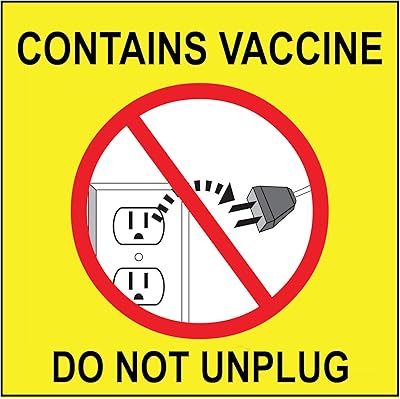Zing Green Products Refrigerator Label, Contains Vaccine Do Not Unplug, 4