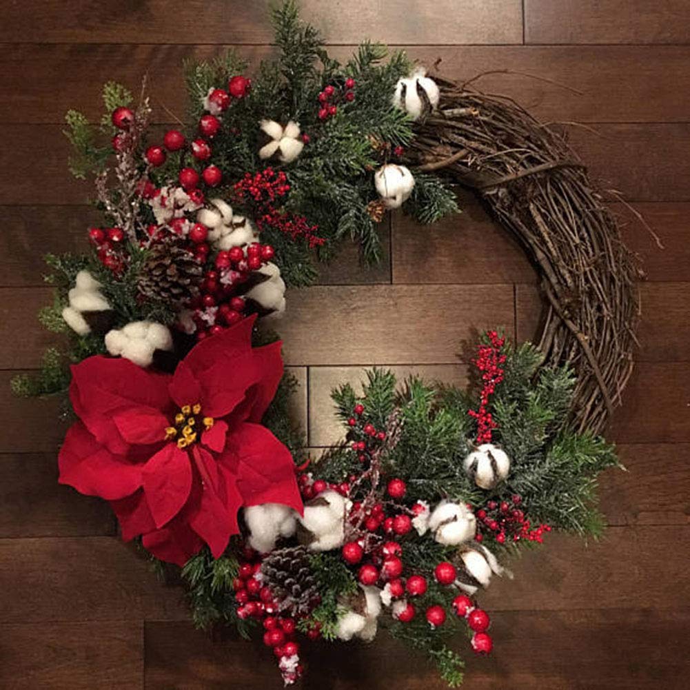 HFJLL Christmas Rattan Wreath Door Hanging 30cm Decoration