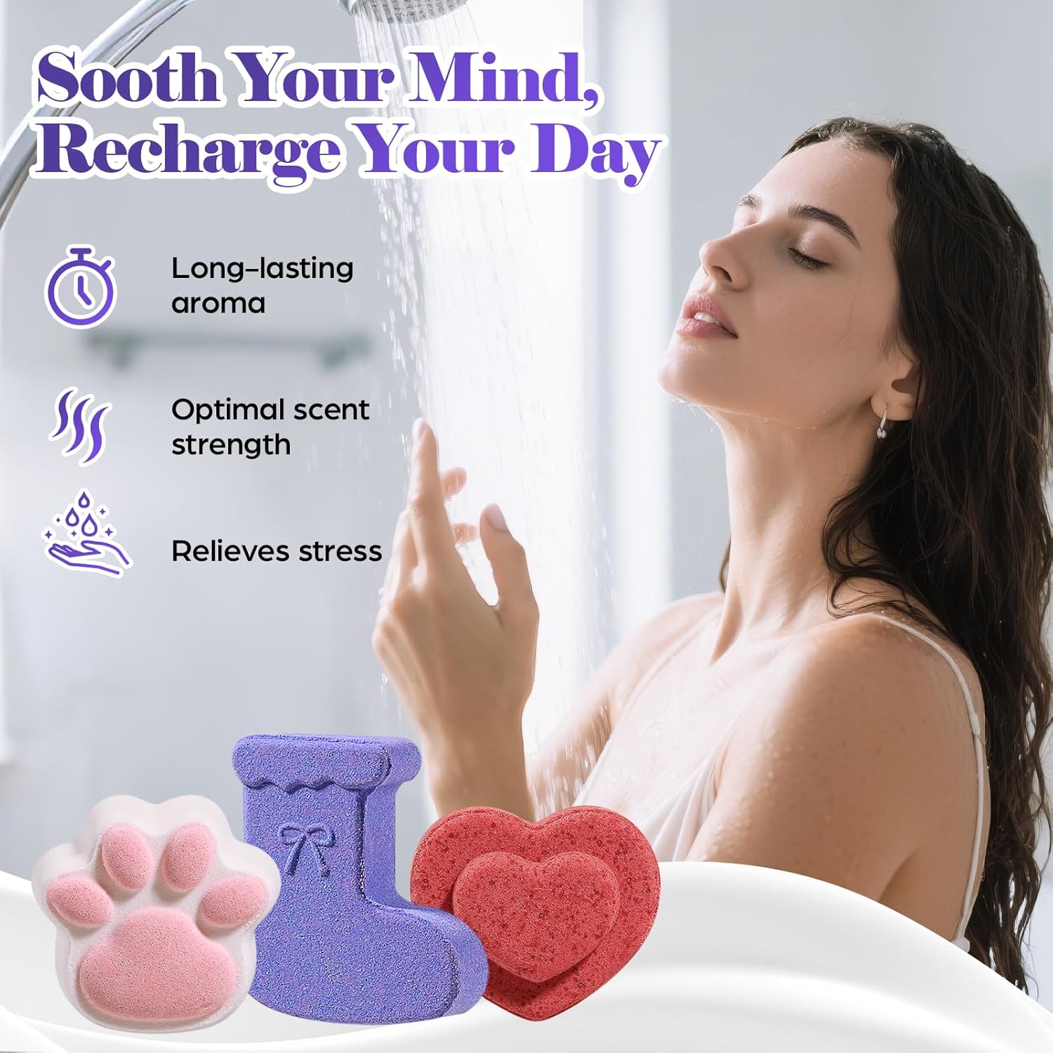 Advent Calendar 2025-24 Pack Aromatherapy Shower Bombs for Relaxation & Stress Relief-Christmas Countdown Gift for Women & Men, Stocking Stuffers