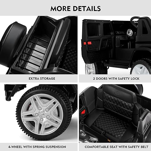 Miniatura 9 de JOYLDIAS - Auto Mercedes-Benz G650S con licencia para niños, camión de paseo para niños 12V7AH con control remoto de 2.4 GHz, 3 velocidades, música,