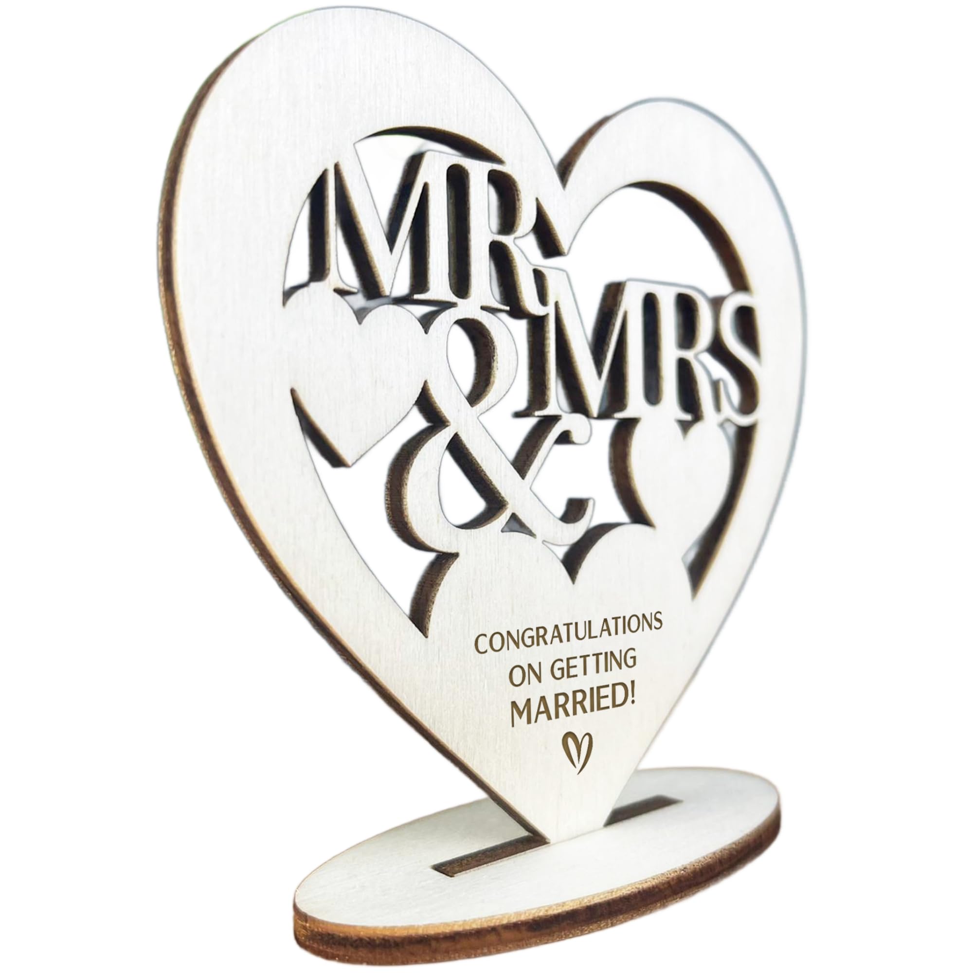 Red Ocean Mr & Mrs Congratulations Wedding Gift For Friend Wooden Engraved Heart Wedding Gift For Him Her
