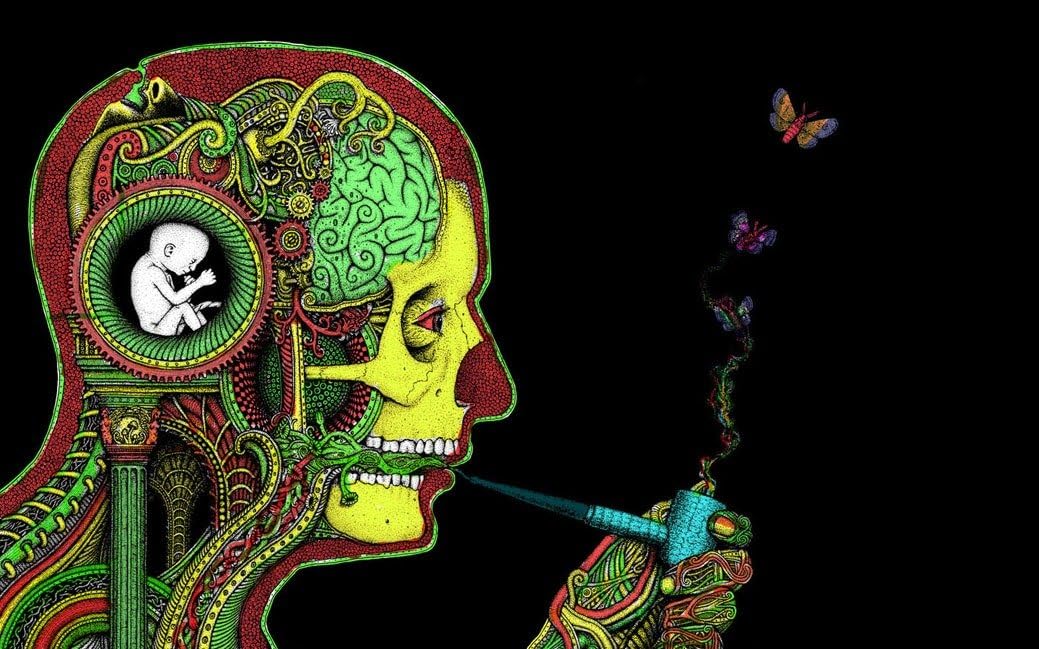 Psychedlic Trippy Art fabric poster 40"x24"/21"x13"