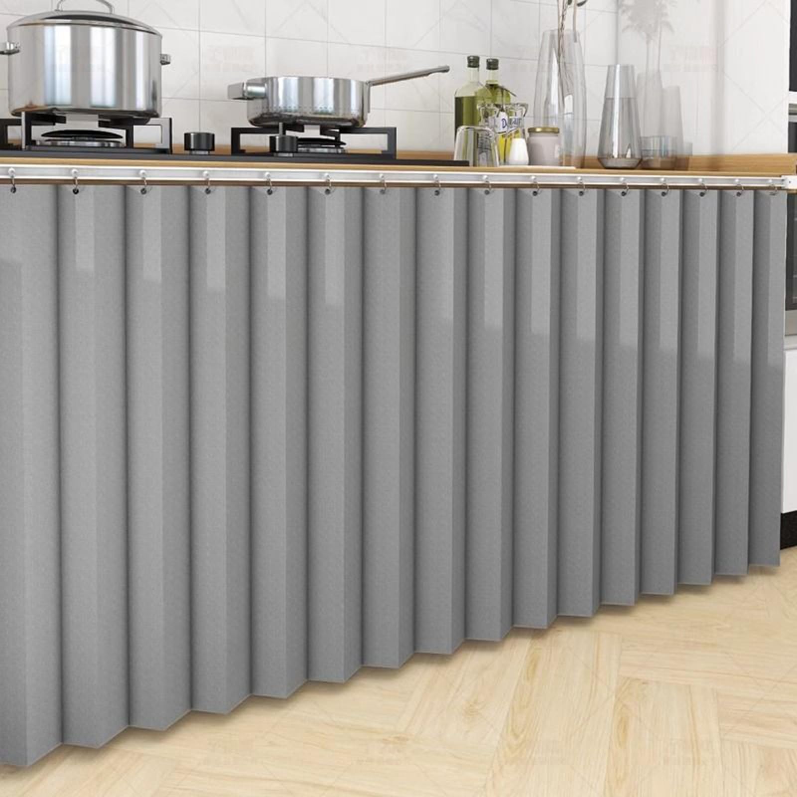 Cortina de privacidad para bajo fregadero que cubre huecos y armarios de cocina