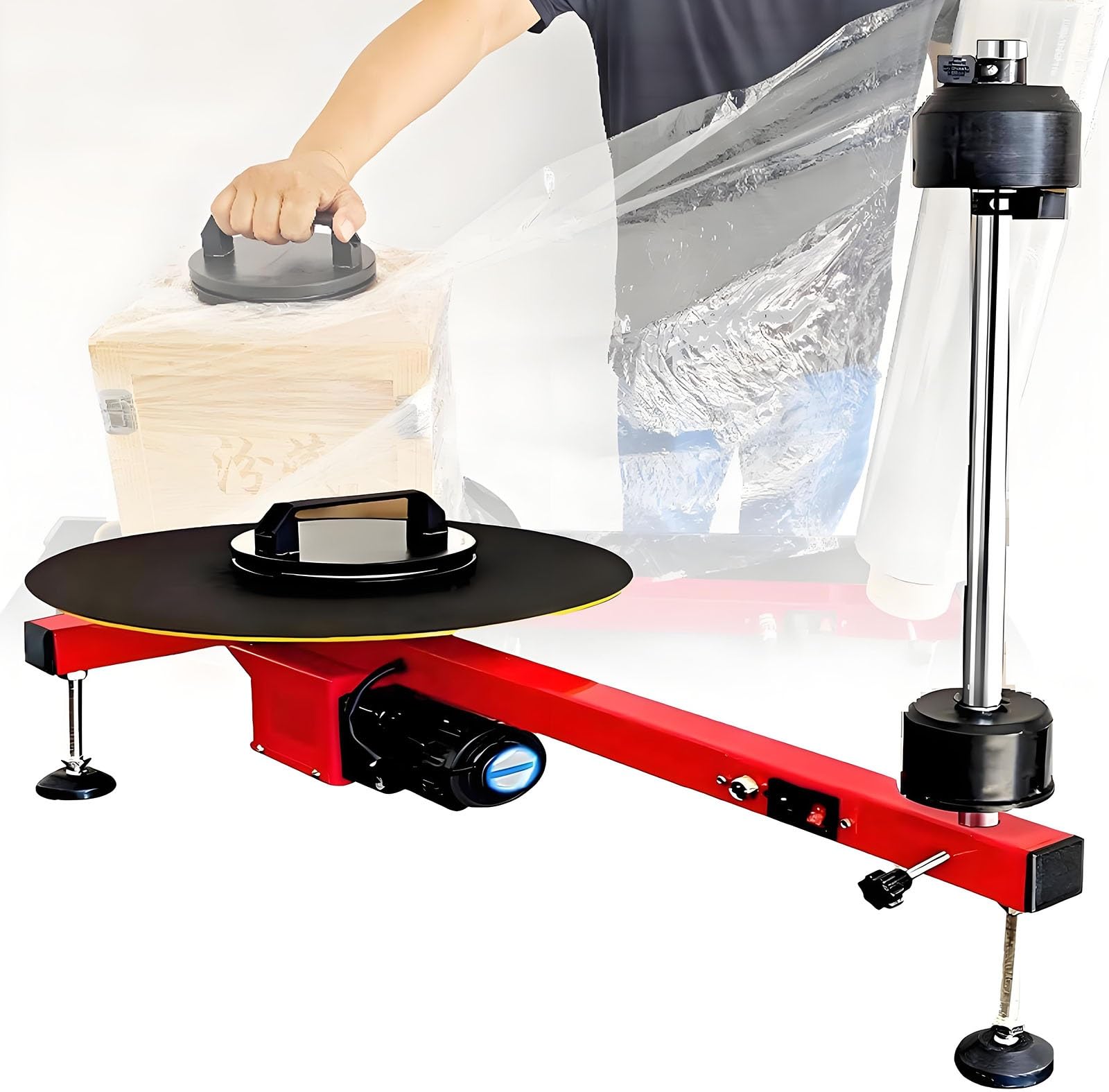 Machine d'emballage sous Film étirable, pour Films Divers jusqu'à 70 cm, en Acier Inoxydable, pour Emballage de Colis, cartons et Bagages en entrepôt.