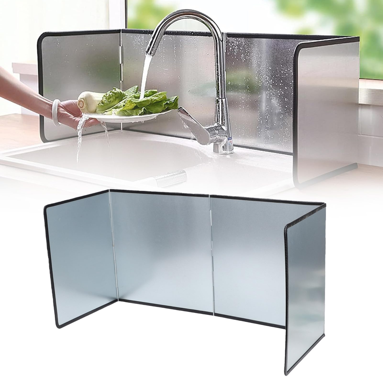 Annadue Protector contra Salpicaduras, Tablero de Aislamiento Térmico de Cocina, Tablero de Aislamiento contra Salpicaduras de Aceite de Hierro Chapado en Zinc Plateado, Protector Antisalpicaduras
