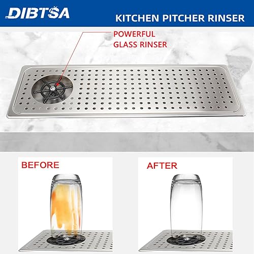 Miniatura 7 de DIBTSA Enjuagador de jarra, enjuagador de vidrio de acero inoxidable para fregadero de cocina, lavadora automática de tazas de encimera con