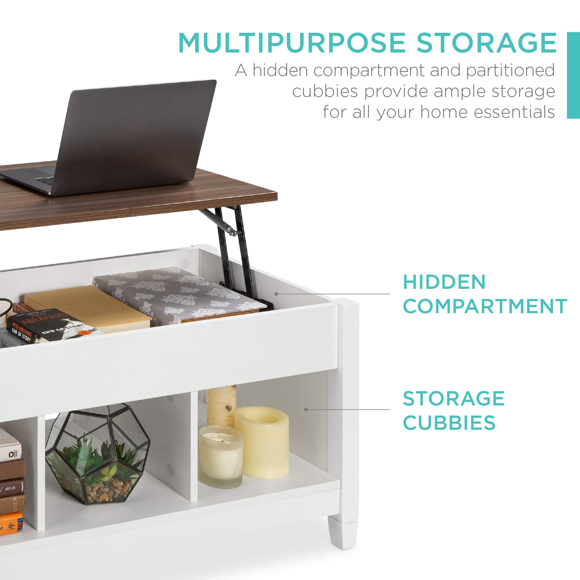 Best Choice Products Lift Top Coffee Table Hidden Storage Coffee Table ...