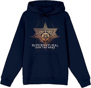 Bioworld Supernatural Join The Hunt Star Icon Adult Navy Long Sleeve Hooded Sweatshirt
