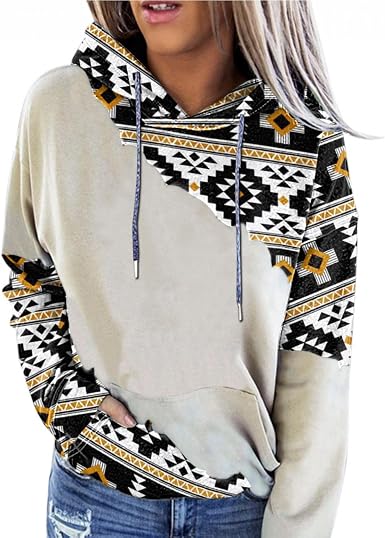 Amazon.com: wlczzyn Sudadera moderna con capucha para mujer, estampado  étnico, manga larga, informal, con bolsillo : Deportes y Actividades al  Aire Libre