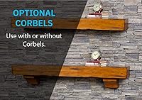 Vista 5 de MANTELSDIRECT Breckenridge - Estante de chimenea de 60 pulgadas con ménsulas - Estante flotante rústico para chimenea - Castaño - Estante de madera