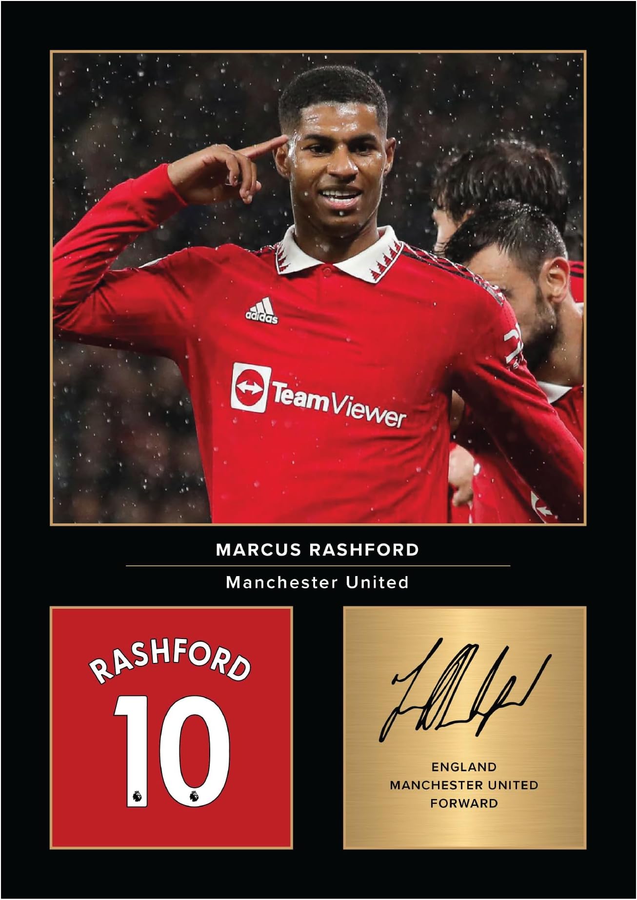 Icons Wall ArtMarcus Rashford Signed A4 Printed Photo Picture Display Gift For Football Fans Digitally Reproduced Signature Unframed