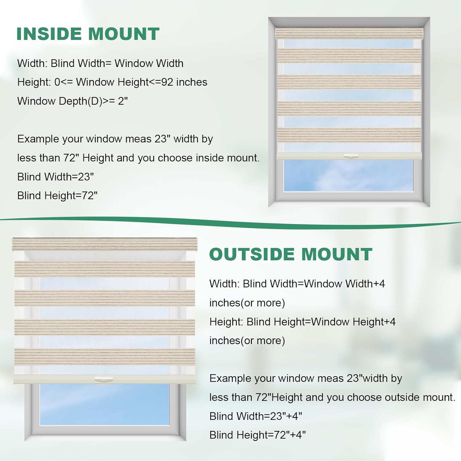 Tonature Natural Woven Zebra Blinds for Windows Cordless Roller Shades Light Filtering Thermal Insulation Blinds for Door with Upgrade Free-Stop System, Living Room, Custom Size, Ivory