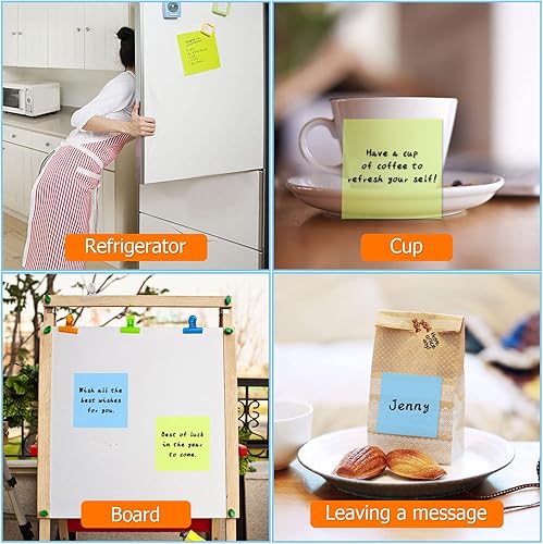 Miniatura 6 de Aohcae 600 hojas de notas adhesivas transparentes, 3 x 3 pulgadas, impermeables, transparentes, autoadhesivas, blocs de notas translúcidas de color