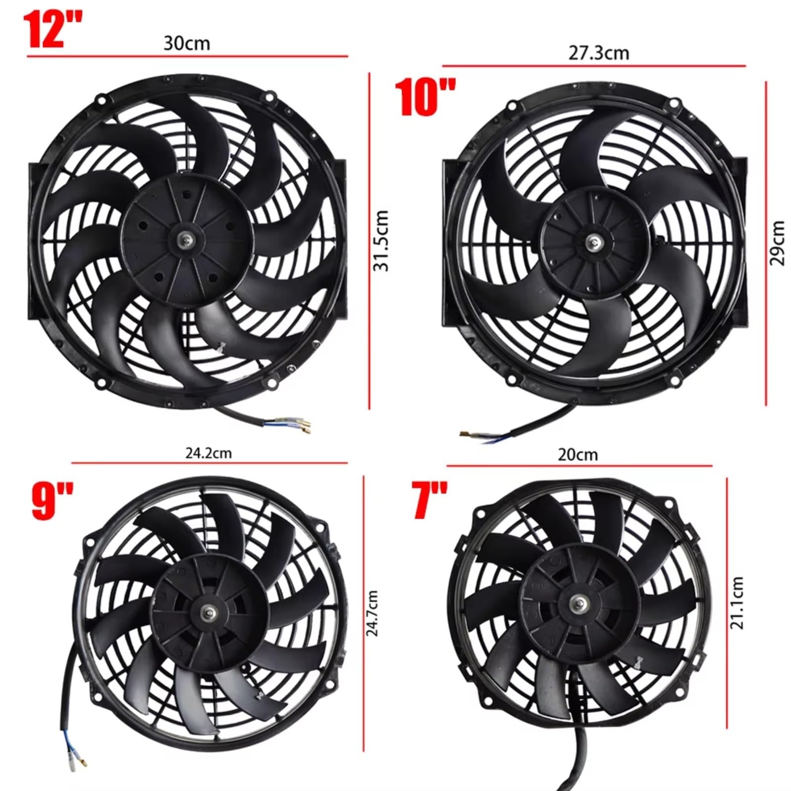 Motorlüfter Elektrische Universal 12V 80W Auto Klimaanlage Elektronische Kühler Lüfter Klinge Elektrische Cool Montage Kit Kühler 7 9 10 12 ZOLL(10 inch)