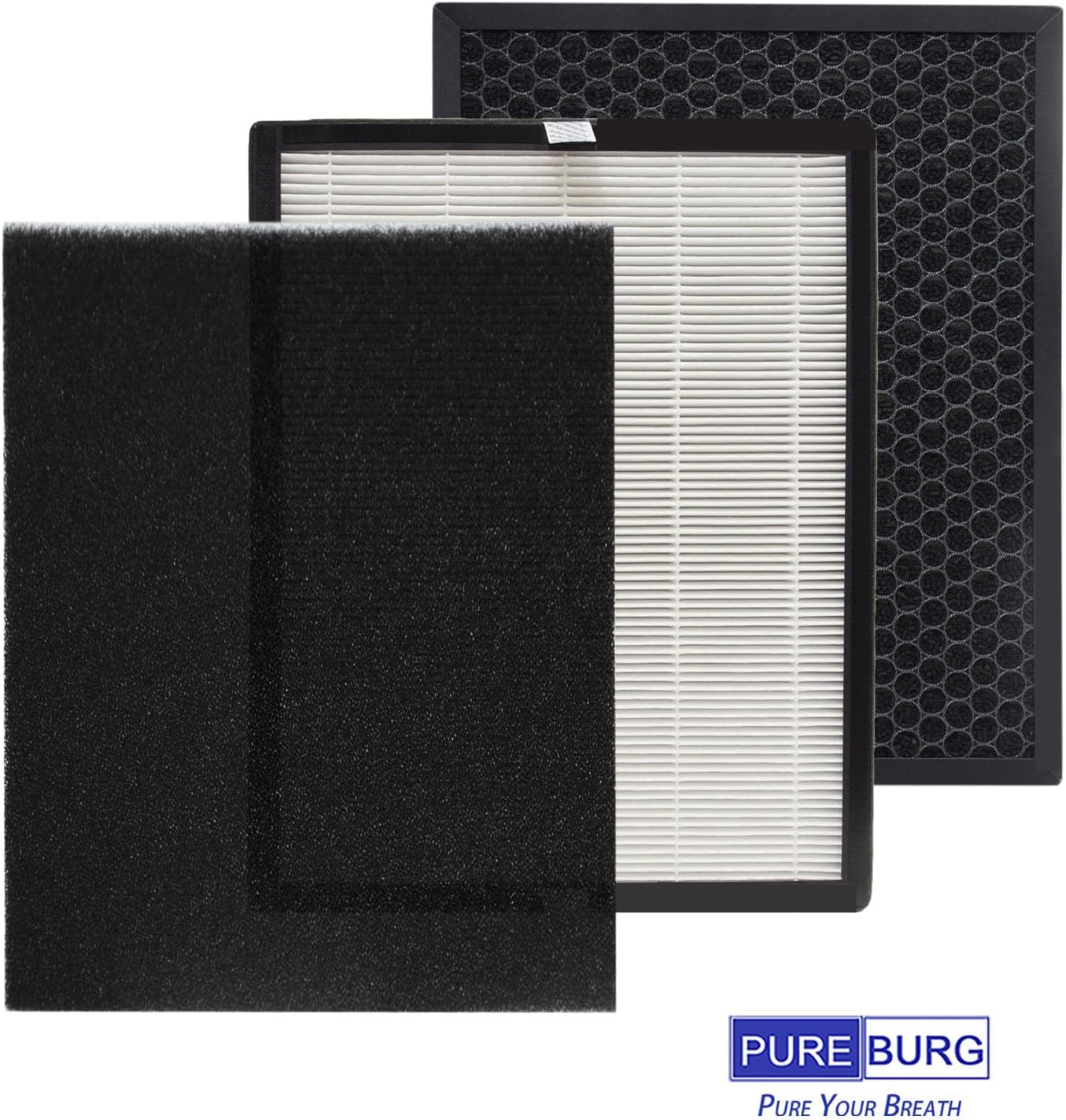 PUREBURG KJ190L Replacement Filter Compatible with MOOKA KJ190L Air Purifier,2-Pack H13 HPEA Activated Carbon 2-in-1 & Pre-Filters x 4 For Air Clean Dust VOCs Odor - Image 7