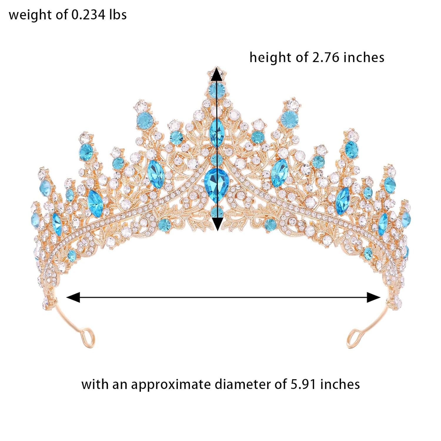 Blue Tiara for Women Crystal Queen Crowns Rhinestone Princess Tiaras for Women Wedding Headband for Bride Hair Accessories for Halloween Costume Birthday Party Prom Mother's Gifts - Image 2