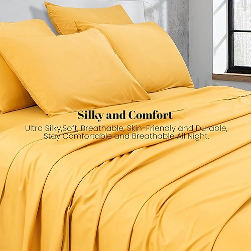 Miniatura 3 de Bedlifes Juego de sábanas de tamaño King, sábanas refrescantes, ultra suaves, sedosas, transpirables, bolsillo profundo, juego de ropa de cama de