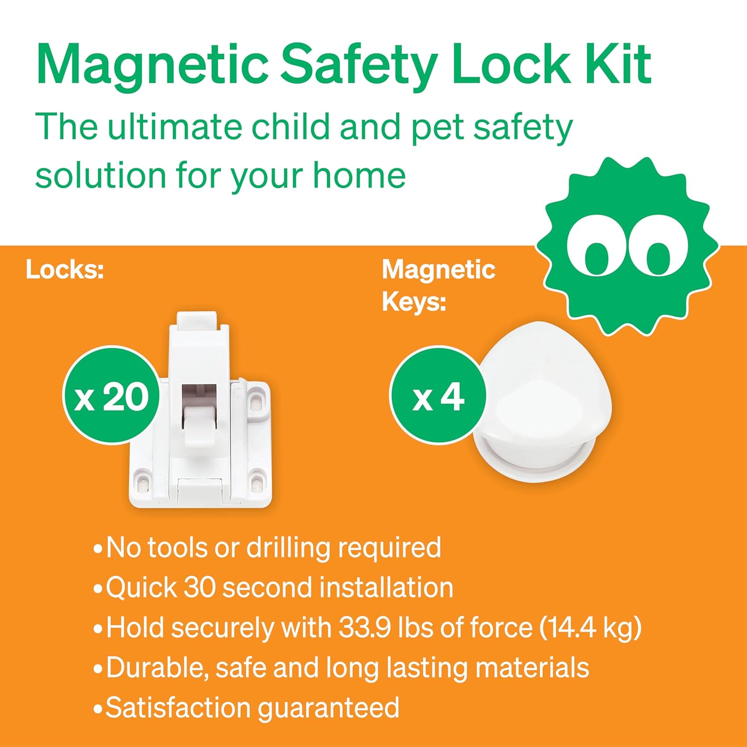 Easy Installation Magnetic Child Safety Cabinet Locks by LoveNoobs™, 20 Locks + 4 Keys, Keep Your Little Ones Safe with Easy-to-Install, Secure Baby Proofing for Cabinets and Drawers