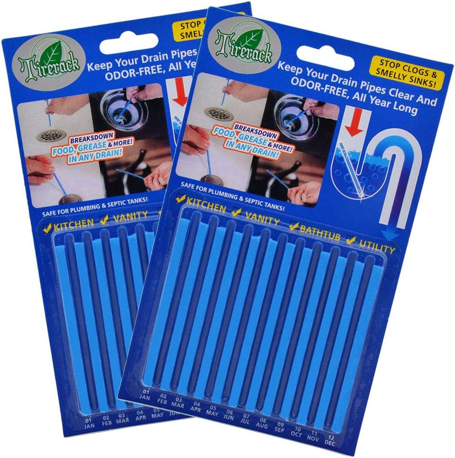 Drain Sticks Keep Pipes Clean and Sink Odor Free Deodorizer for Kitchen Shower Sewer (2blue, 24pc)