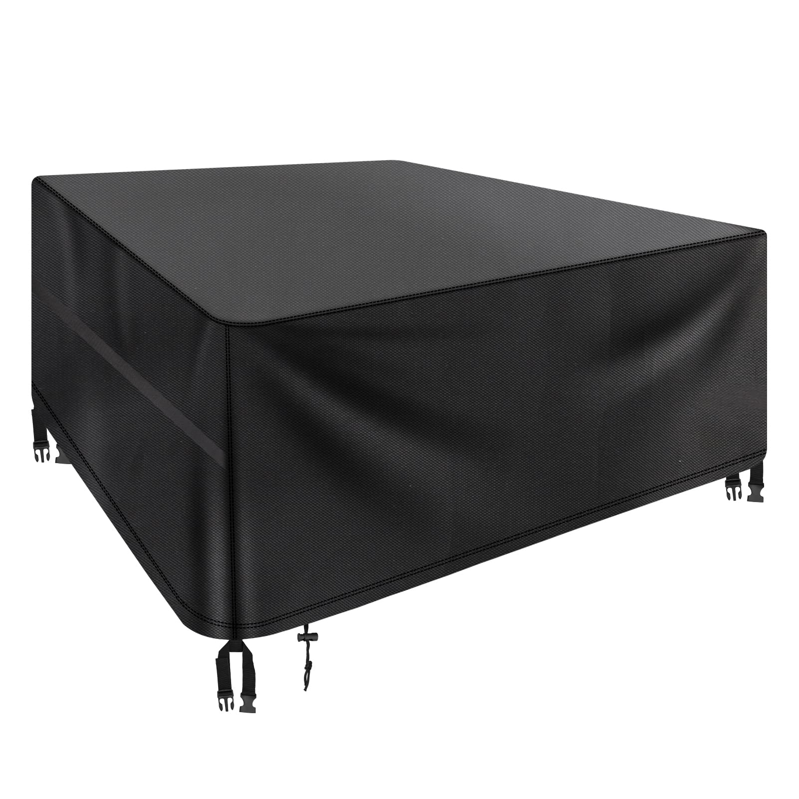 TeynewerGarden Furniture Cover, 125x125x74cm Patio Furniture Cover Waterproof, Windproof, Anti-UV, Heavy Duty Oxford Fabric Rattan Furniture Cover, Garden Table Cover, Square Black