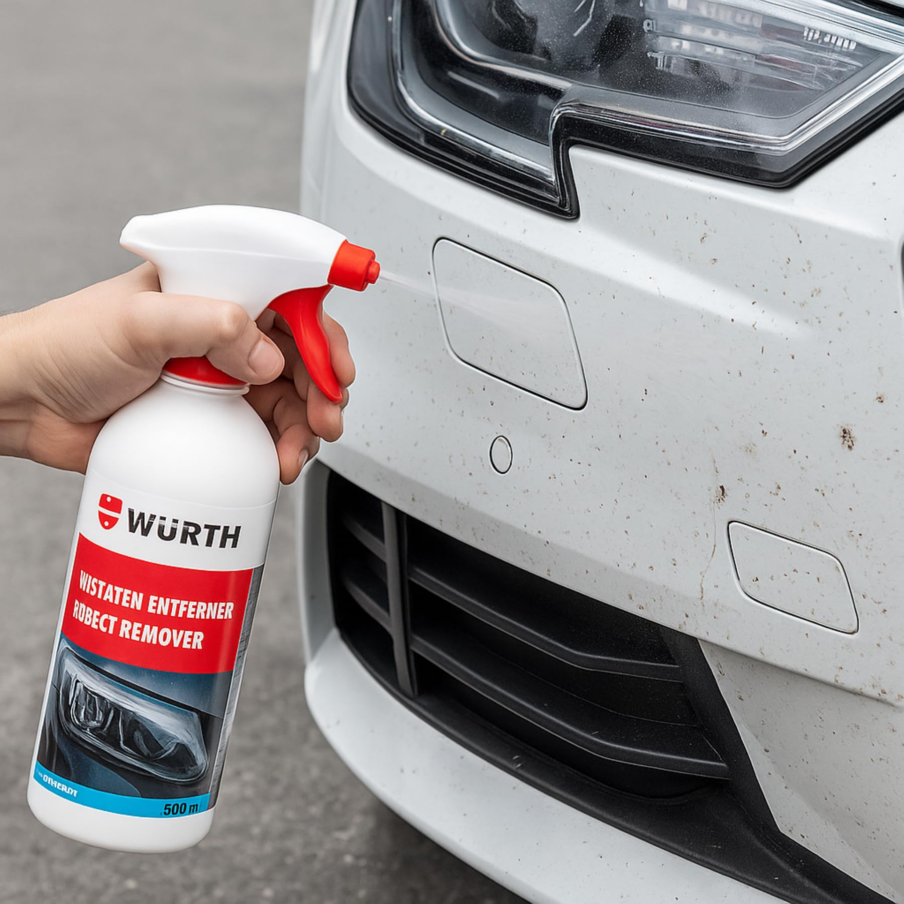 WURTH Eliminador de Insectos 500ml – Spray Espuma Activa para Cristales, Pintura, Cromo y Plásticos – Limpia Restos Secos sin Frotar – Ref. 08934700001