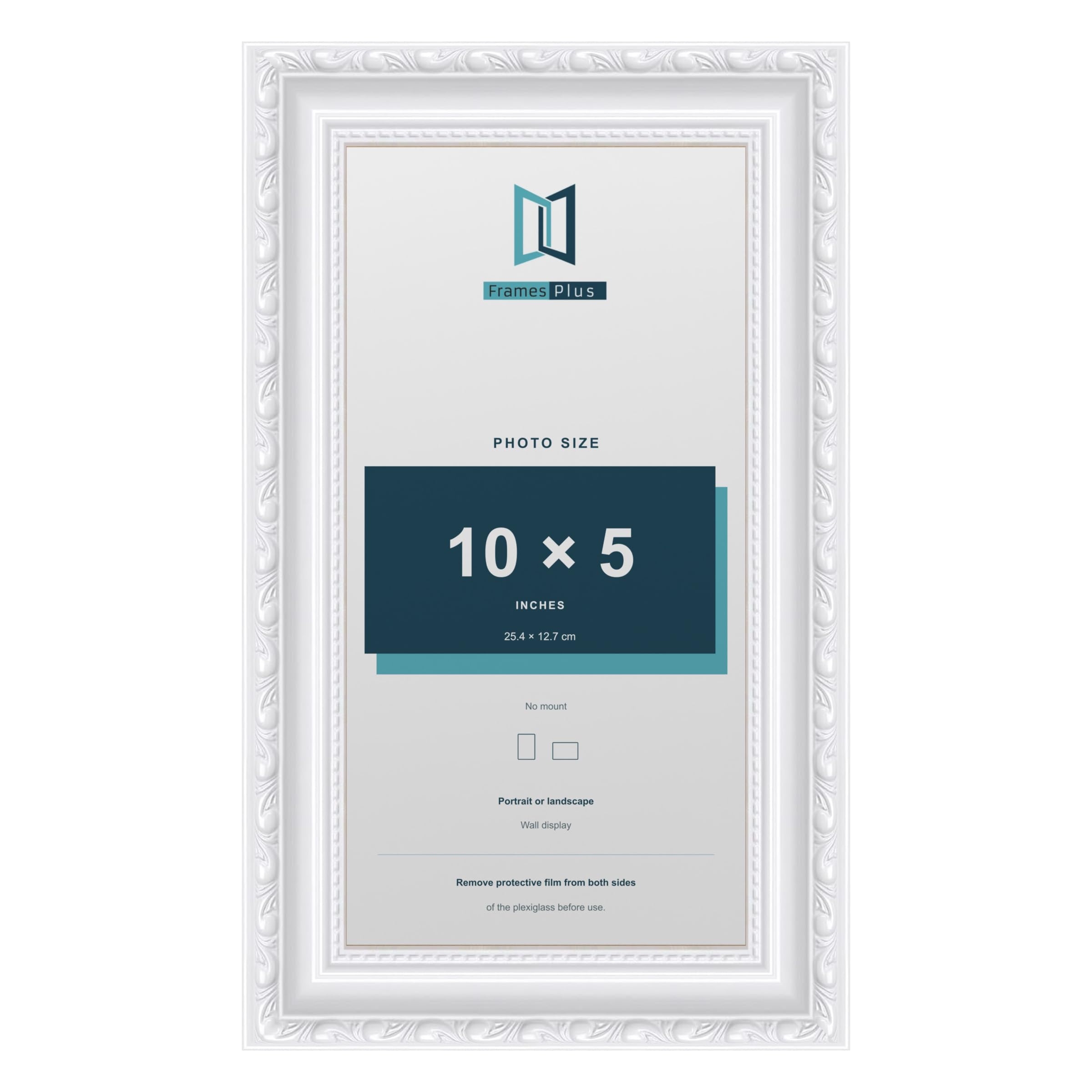 FramesPlus ORNATE Shabby Chic 10x5 Picture Frame, White — image 1
