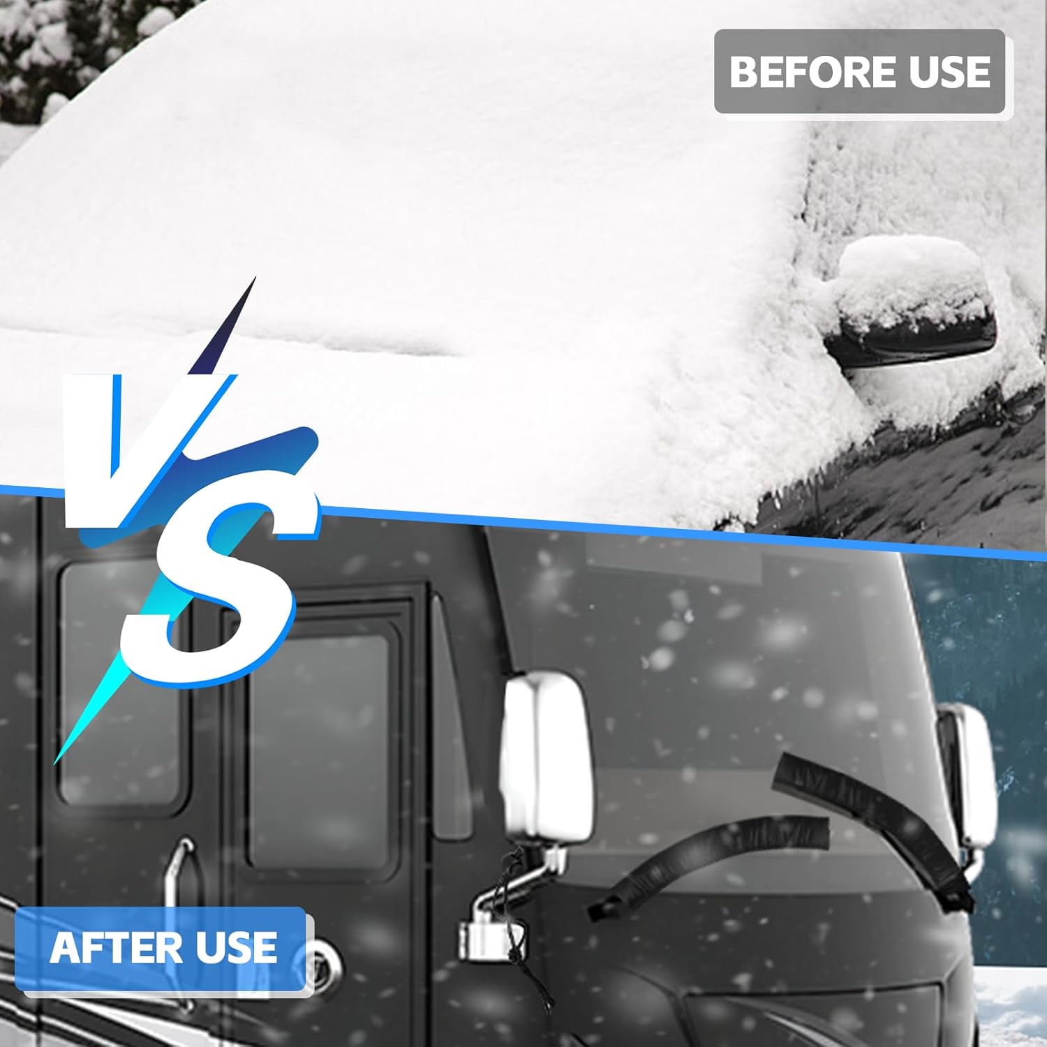 Winter-Proof RV Wiper Cover (Black) - Oxford Cloth for Class A Motorhomes - Waterproof, Sun Protection, Insulated to Prevent Ice & Snow Buildup