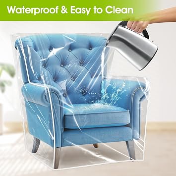 Prasacco Heavy Duty Clear Armchair Cover, Waterproof Recliner Cover Scratch-Resistant Protector for Pets, Viny Sofa/Couch Covers Plastic Chair Covers Dustproof Slipcover for Living Room Chairs