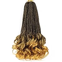 Vista 60 de Cabello de ganchillo con rizos franceses, trenzas de cabello de ganchillo con puntas rizadas, 14 pulgadas, preenlazadas, trenzas de caja tipo diosa