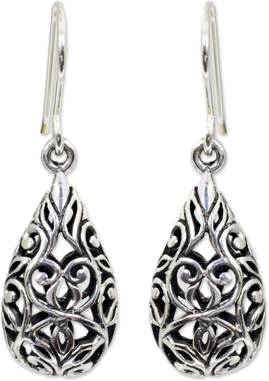 NOVICA Artisan Handmade .925 Sterling Silver Dangle Earrings Unique Thai Thailand 'Forest Tear'