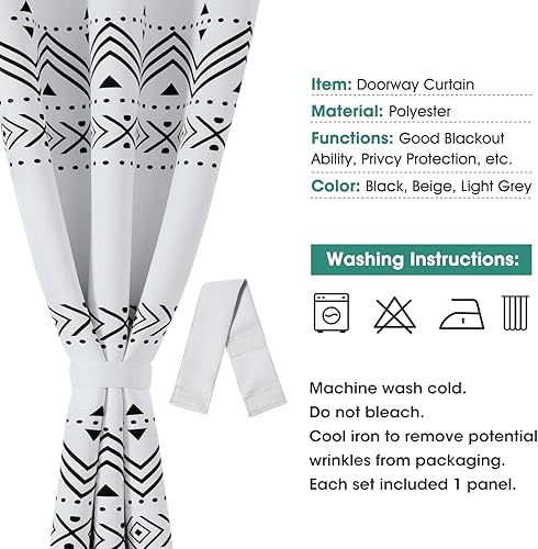 Miniatura 60 de HOMEIDEAS Cortinas de puerta para privacidad de puerta, cortina opaca para puerta de armario para dormitorio, cortinas con aislamiento con lazo