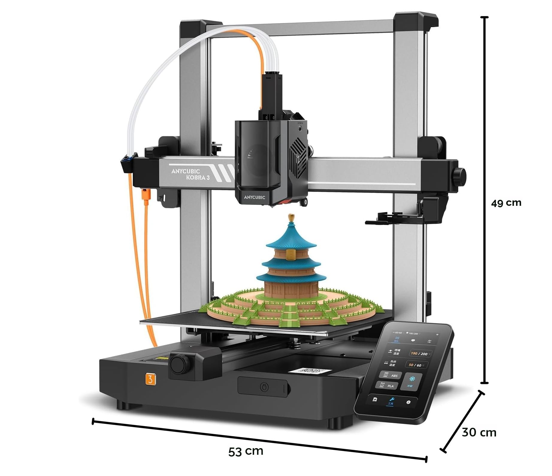 ANYCUBIC Kobra 3 Stampante 3D Intelligente per la Stampa Multicolore (da 4 a 8 Colori), Stampante 3D FDM ad Alta Velocità di 600 mm/s,Grande Volume di Stampa 250 * 250 * 260mm