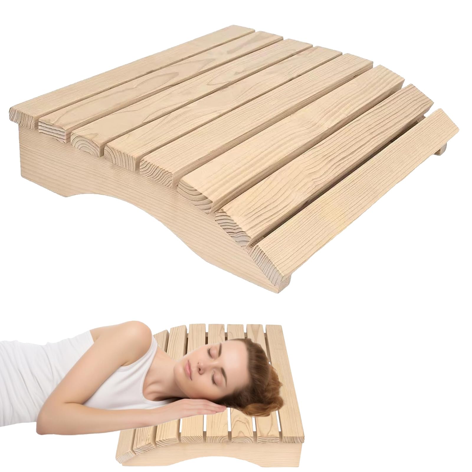 Appuie-tête ergonomique en bois durable pour sauna - Coussin de sauna - Accessoire sauna 35 x 32 x 8,5 cm