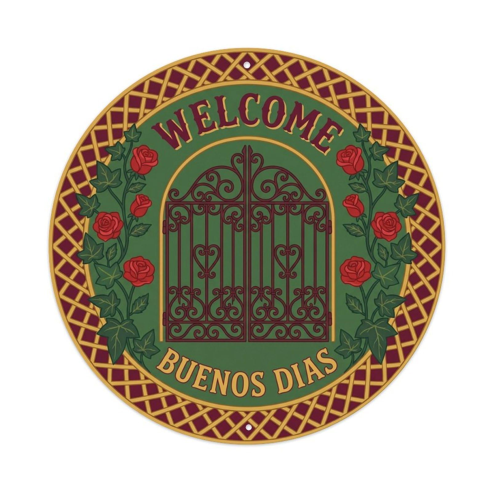 Garden Mexican Retro Greeting Gate Folk Welcome Spanish Metal Tin Sign