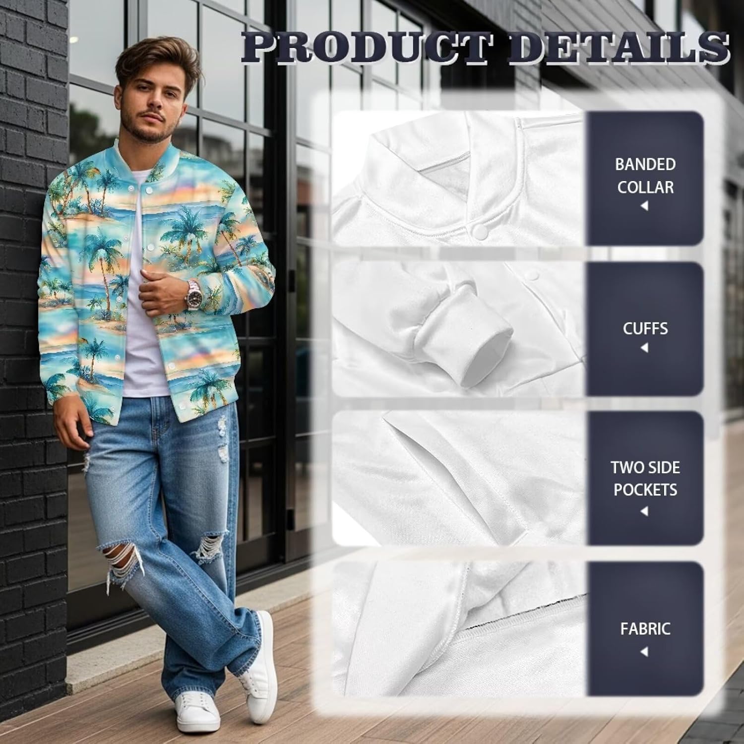 Men's Bomber Jacket Lightweight Windbreaker Jackets Button Windproof Jacket Casual Spring Fall Coat for Golf