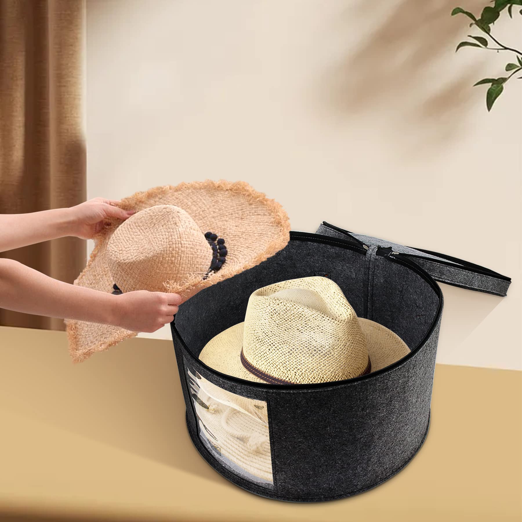 Runde Hut-Aufbewahrungsbox – 40,6 Cm Durchmesser, 25,4 Cm Hoch, Faltbar & Staubdicht