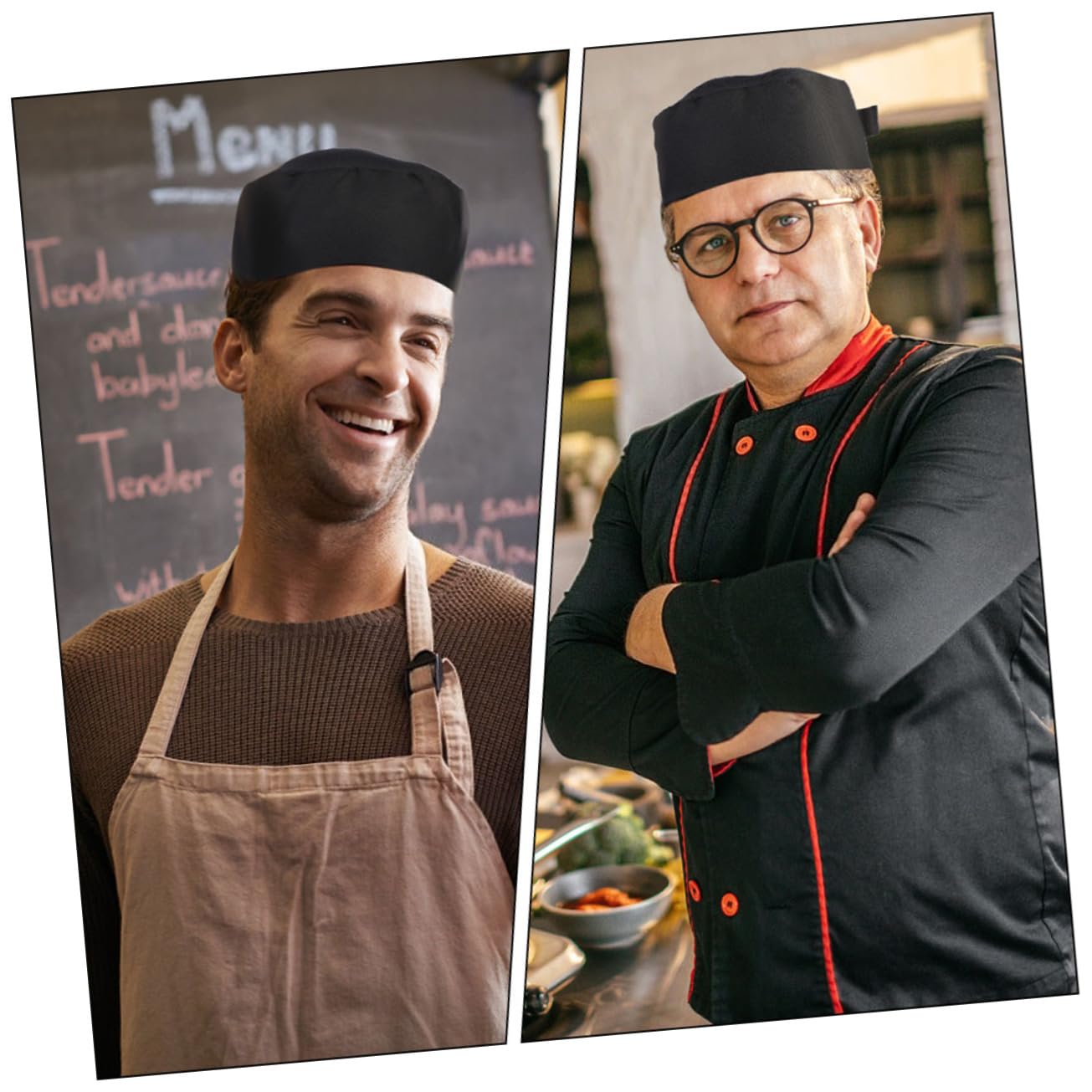 COLLBATH Sombrero De Cocinero Gorra De Cocinero De Algodón Gorra De Chef De Cocina Gorras Negras Gorra Sombreros para Hombres Gorro De Unisex Paño Black