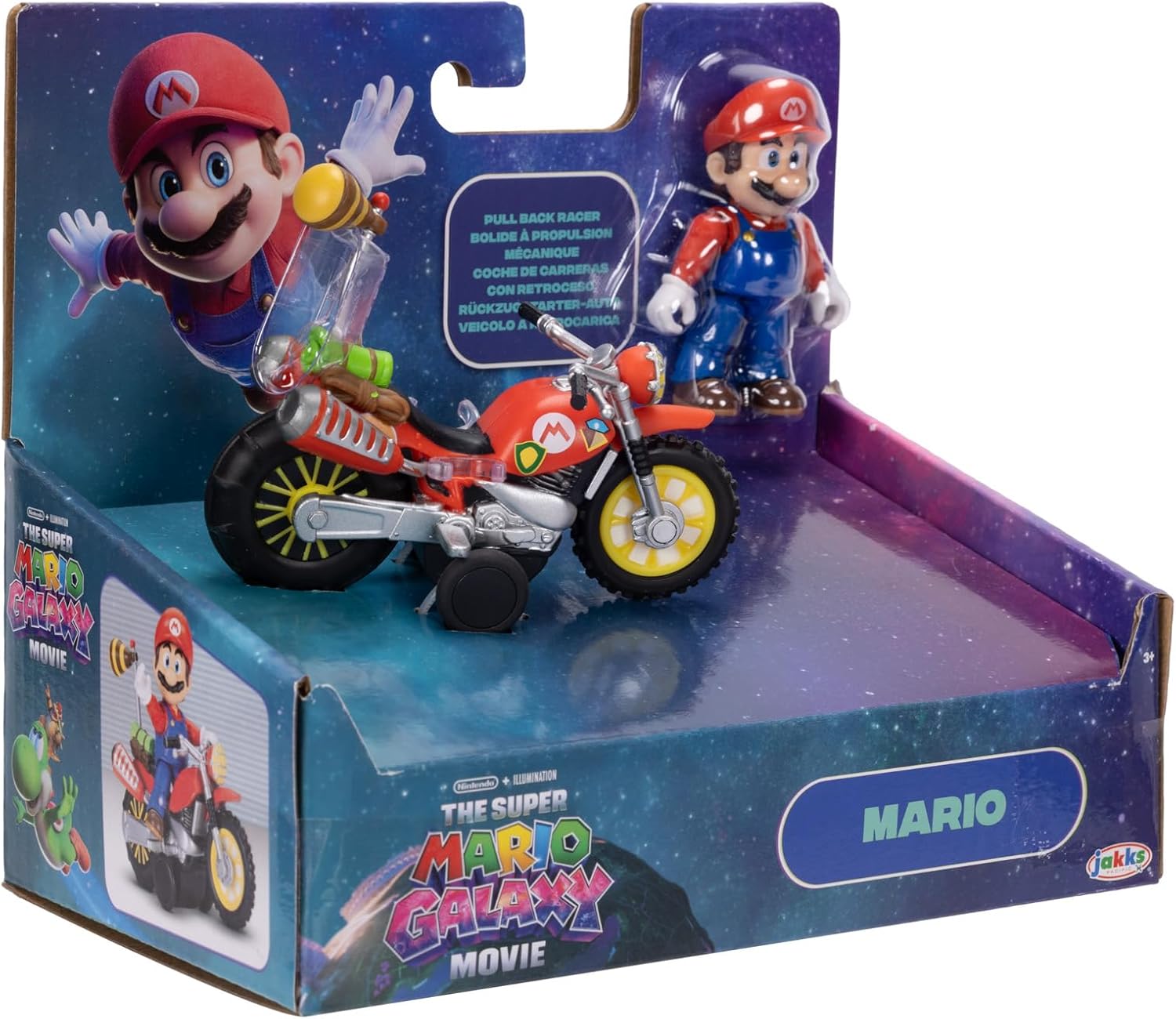 The Super Mario Galaxy Movie – 2.5” Figure with Pull Back Motorcycle – Mario