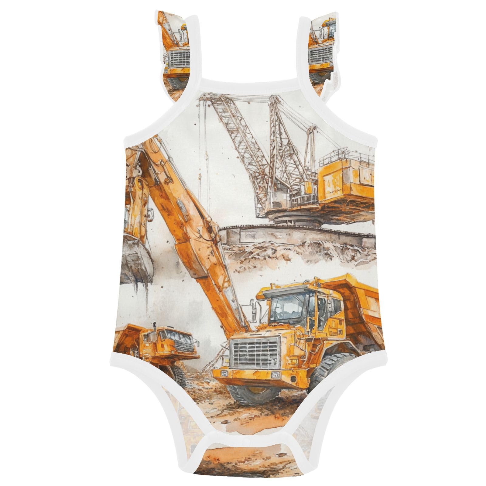 Baby Cotton Sleeveless Bodysuits Soft Comfort Baby Sleeveless Undershirts 9M Construction Vehicles