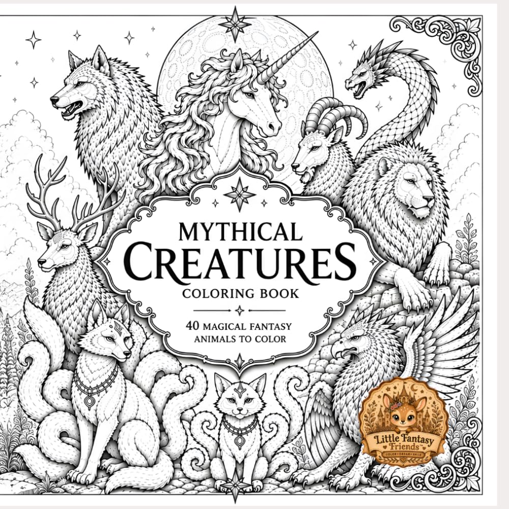 Mythical Creatures Coloring Book: Mythical Creatures Coloring Book for Adults and Teens: 40 Fantasy Designs Featuring Dragons, Unicorns, Phoenixes, Griffins, and Legendary Beasts (Fantasy Friends)
