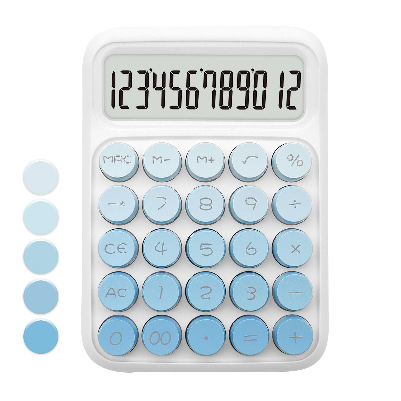 Standard Gradient Blue Calculator - 12 Digit Display and Big Buttons, Cute Office and School Accessory