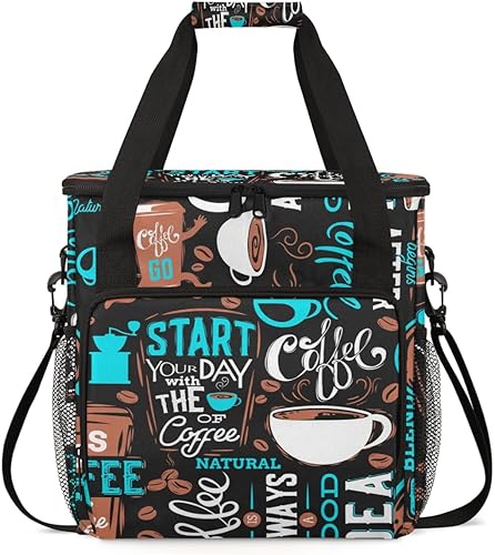 Bolsa de transporte para cafetera, color azul, compatible con K-Mini o K-Mini Plus, portátil, de una sola porción, con bolsillos para cápsulas K-cup