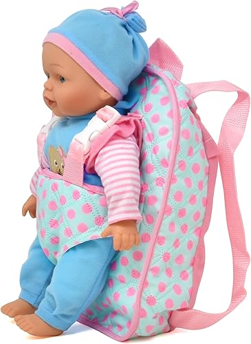 Miniatura 8 de Muñeca suave de 13 pulgadas con mochila portadora de color rosado para la muñeca, el bolsillo del maletín se ajusta a los accesorios y la ropa de la