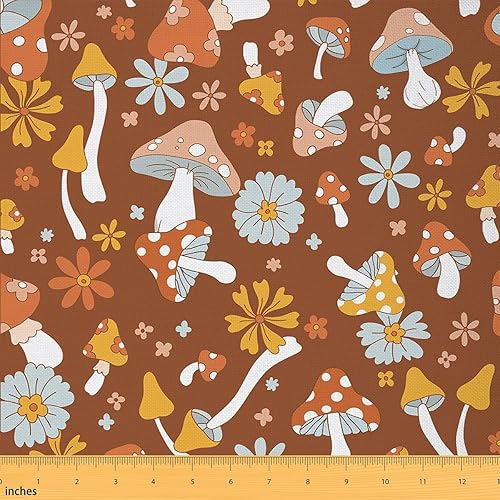 The Yard - Tela de hongos de dibujos animados estilo granja, estilo rústico, plantas para decoración de sillas, regalos de bricolaje, decoración del